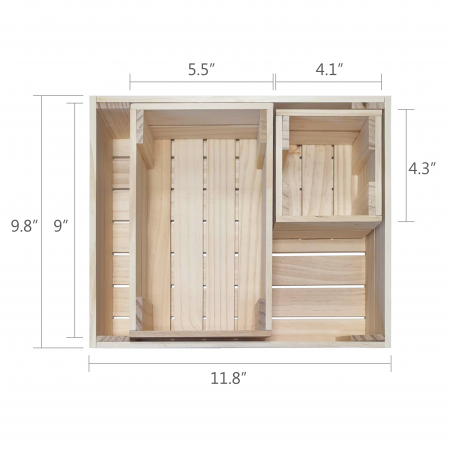 El tamaño de la caja de artesanía de madera
